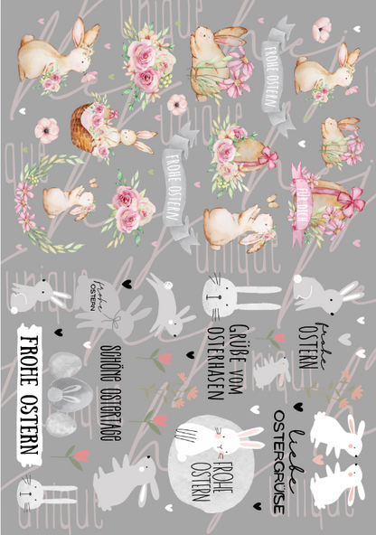 Rub On Aufkleber Kombi Hase mini für Zb Anhänger Magnete uvm A5 2x A6 Warum du unsere Rub-Ons lieben wirst:  ✔ Randloser Premium-Look   ✔ Besondere Haptik   ✔ Präzise Platzierung dank transparenter Trägerfolie  ✔ Wasser- und kratzfest // Hitze- und UV-beständig   ✔ Starke Haftung auf Glas, Keramik, Holz, Raysin u.v.m.  ✔ Langlebig und hochwertig verarbeitet  ✔ Auch gewerblich nutzbar – keine zusätzliche Lizenz nötig