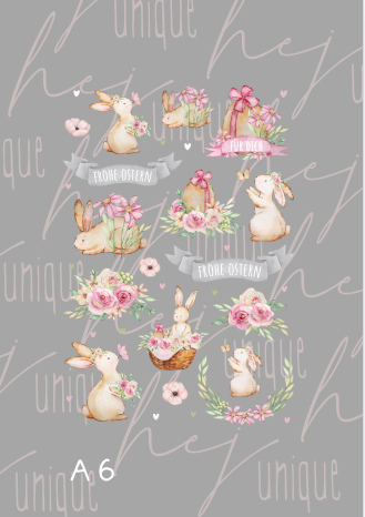 Rub On Aufkleber Kombi Hase mini für Zb Anhänger Magnete uvm A5 2x A6 Warum du unsere Rub-Ons lieben wirst:  ✔ Randloser Premium-Look   ✔ Besondere Haptik   ✔ Präzise Platzierung dank transparenter Trägerfolie  ✔ Wasser- und kratzfest // Hitze- und UV-beständig   ✔ Starke Haftung auf Glas, Keramik, Holz, Raysin u.v.m.  ✔ Langlebig und hochwertig verarbeitet  ✔ Auch gewerblich nutzbar – keine zusätzliche Lizenz nötig