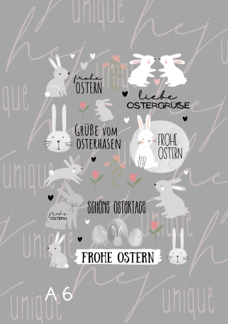 Rub On Aufkleber Kombi Hase mini für Zb Anhänger Magnete uvm A5 2x A6 Warum du unsere Rub-Ons lieben wirst:  ✔ Randloser Premium-Look   ✔ Besondere Haptik   ✔ Präzise Platzierung dank transparenter Trägerfolie  ✔ Wasser- und kratzfest // Hitze- und UV-beständig   ✔ Starke Haftung auf Glas, Keramik, Holz, Raysin u.v.m.  ✔ Langlebig und hochwertig verarbeitet  ✔ Auch gewerblich nutzbar – keine zusätzliche Lizenz nötig