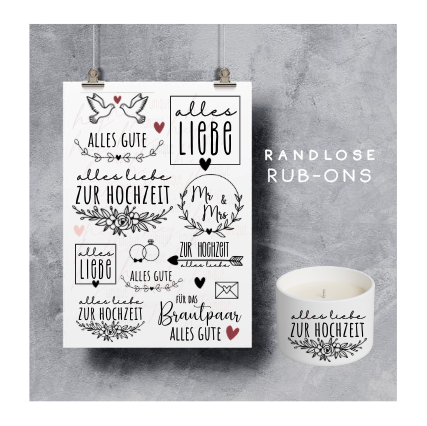 Rub On Aufkleber Hochzeit 2 A5 Warum du unsere Rub-Ons lieben wirst:  ✔ Randloser Premium-Look   ✔ Besondere Haptik   ✔ Präzise Platzierung dank transparenter Trägerfolie  ✔ Wasser- und kratzfest // Hitze- und UV-beständig   ✔ Starke Haftung auf Glas, Keramik, Holz, Raysin u.v.m.  ✔ Langlebig und hochwertig verarbeitet  ✔ Auch gewerblich nutzbar – keine zusätzliche Lizenz nötig