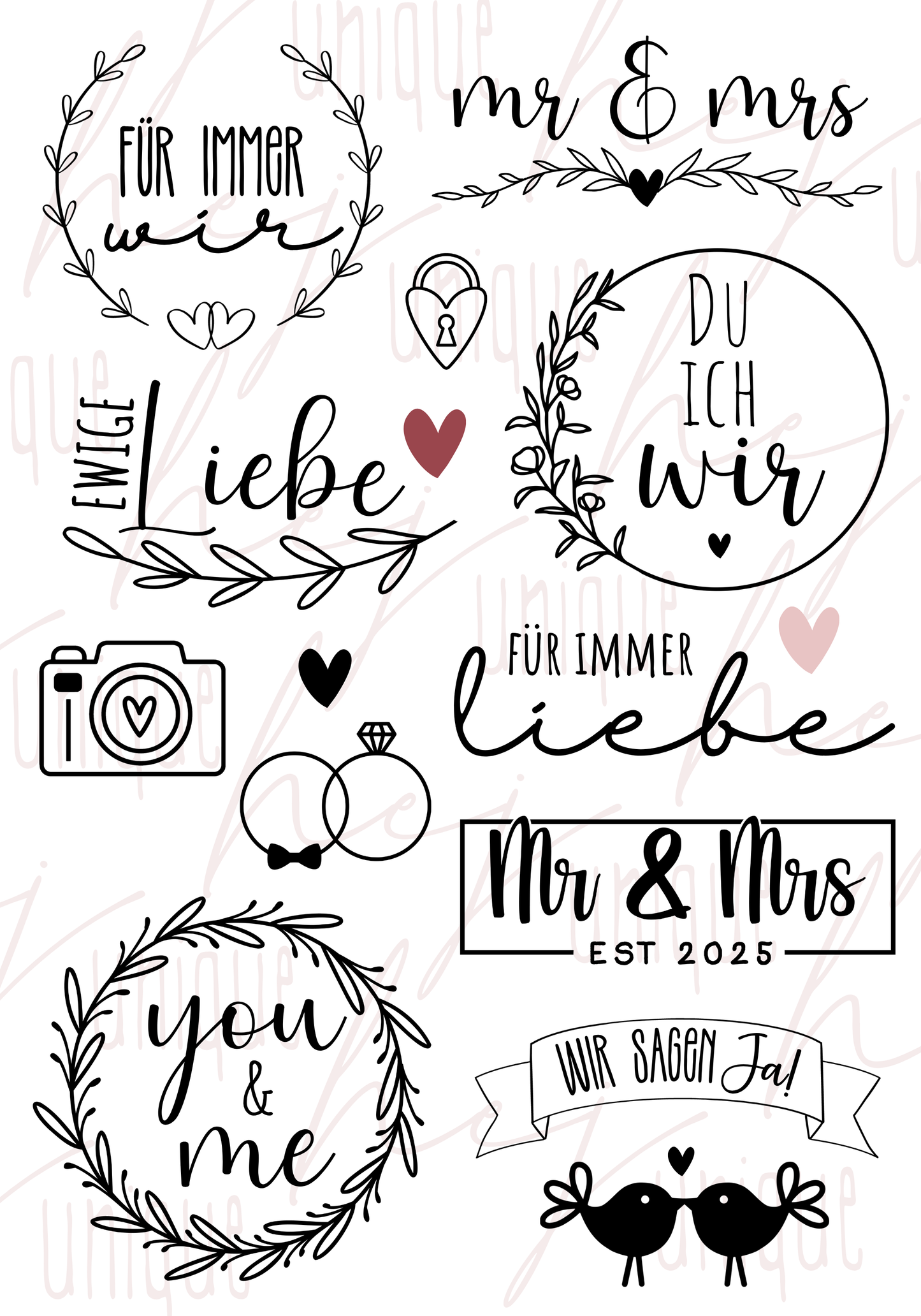Rub-On Bogen „Hochzeit 3“ A5
