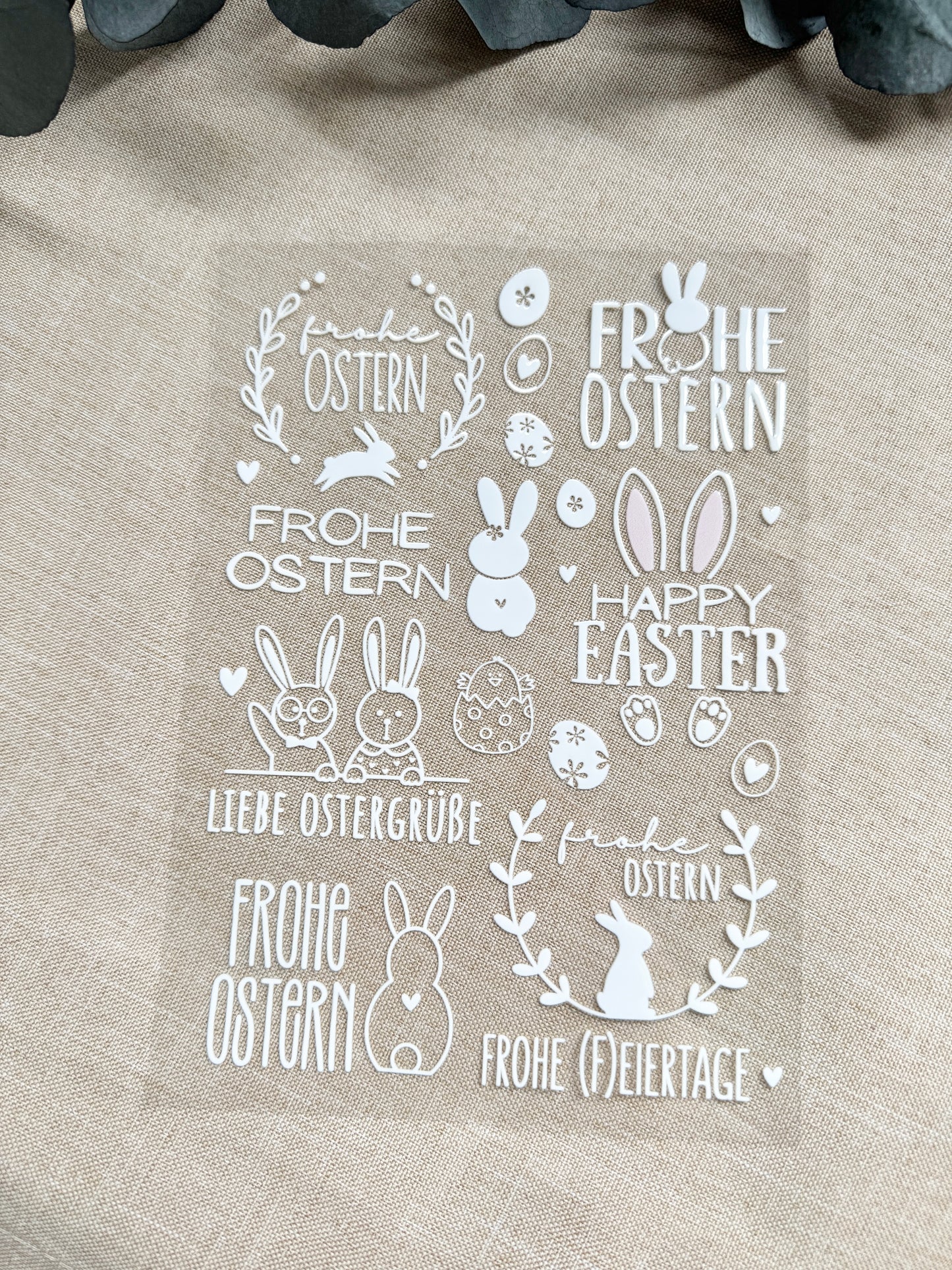 Rub-On Bogen „Ostern" weiss