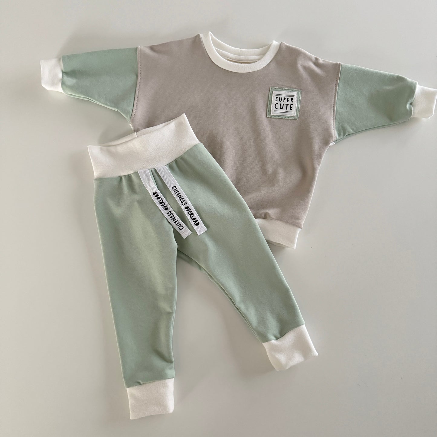 Jogging Set | Oversize Pullover & Pants *Pastell-Liebe* | Bio-Baumwolle | Unikat | Gr. 68