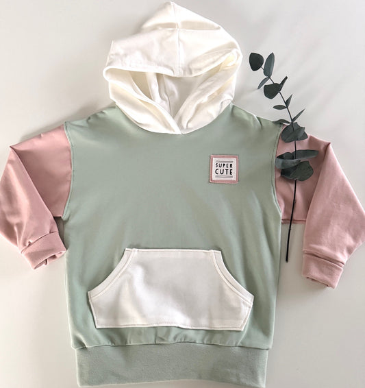 Hoodie Pullover *Pastell-Liebe*  | Bio-Baumwolle | Unikat | Gr. 104