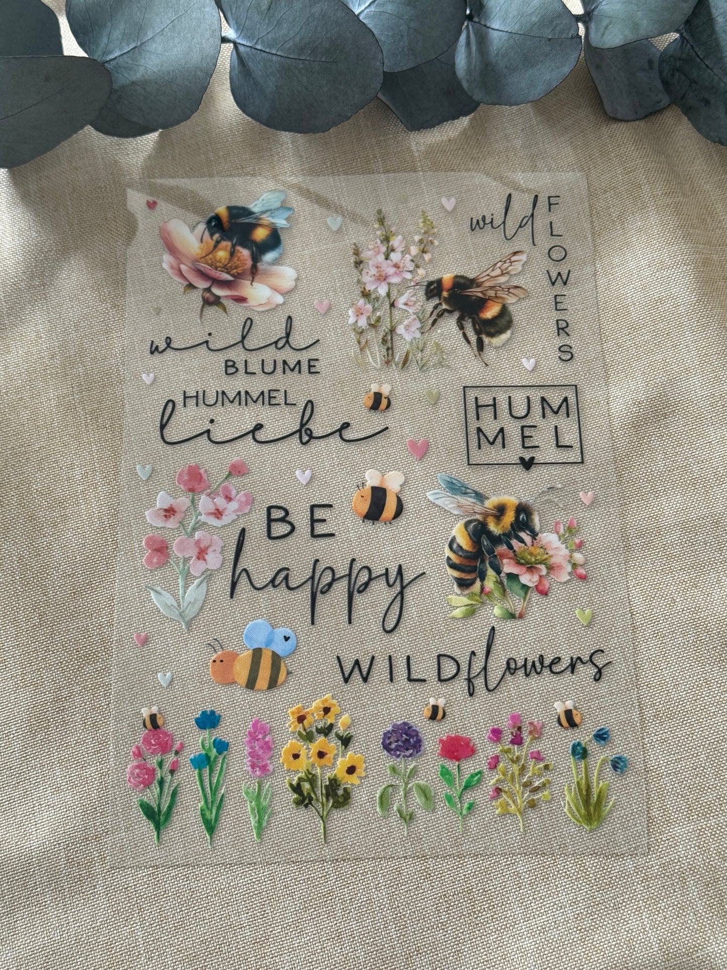 Rub-On Bogen "Wildblumen und Hummelliebe" A5