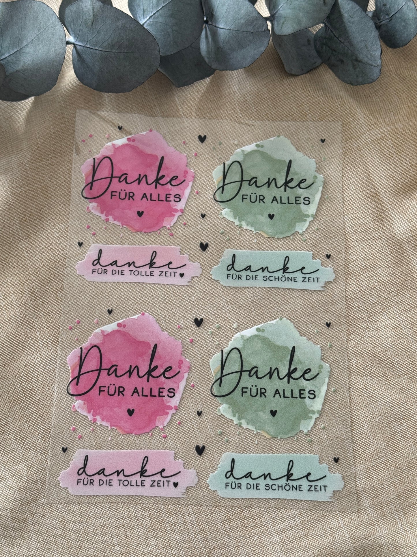 Rub-On Bogen "Danke bunt" A5