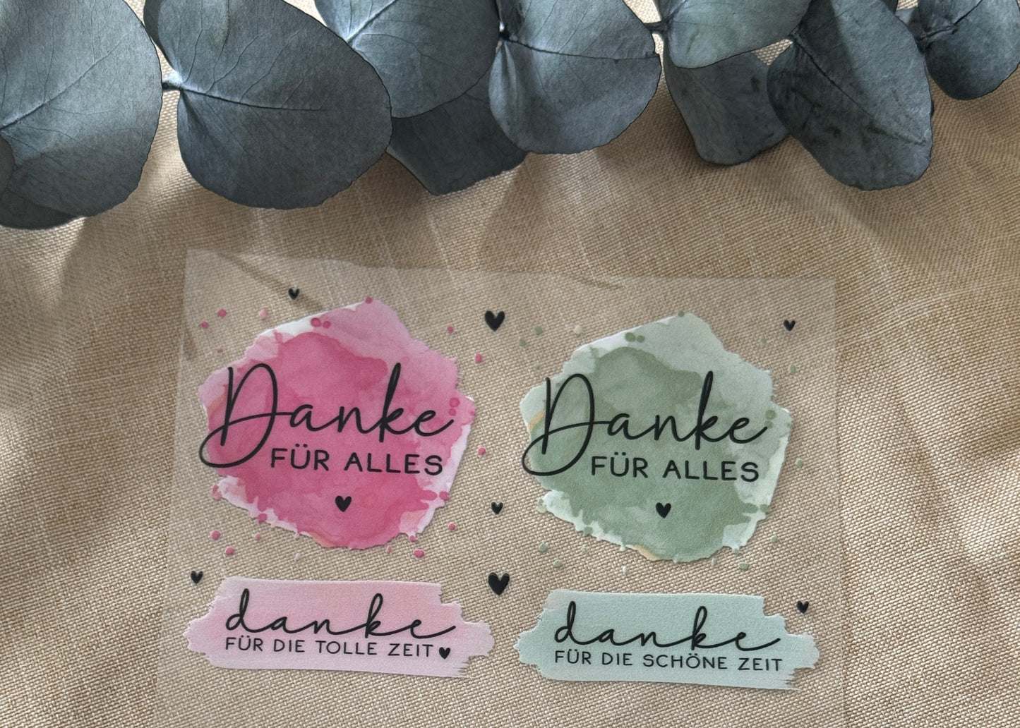 Rub-On Bogen "Danke bunt" A6