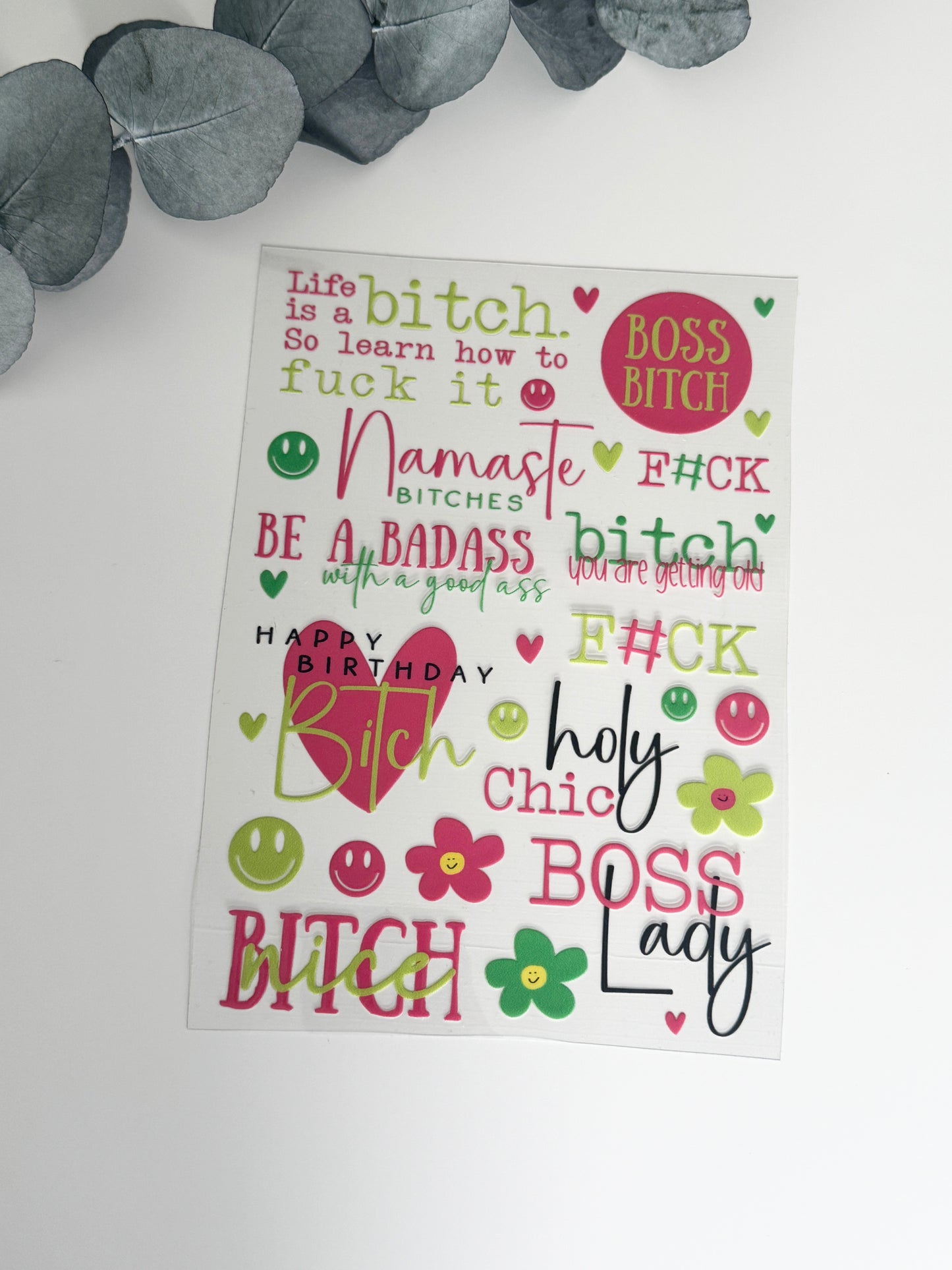 Rub-On Bogen "Bitch-Love" A5