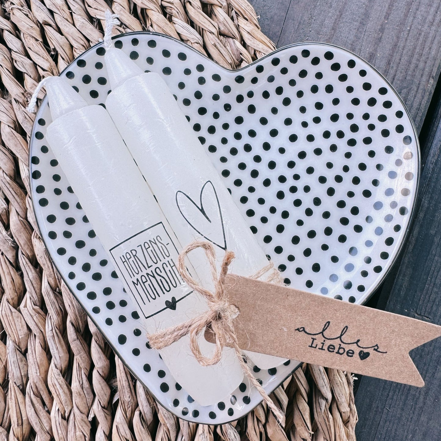 Kerzenfolie  *Herzensmensch*  kurze Kerzen