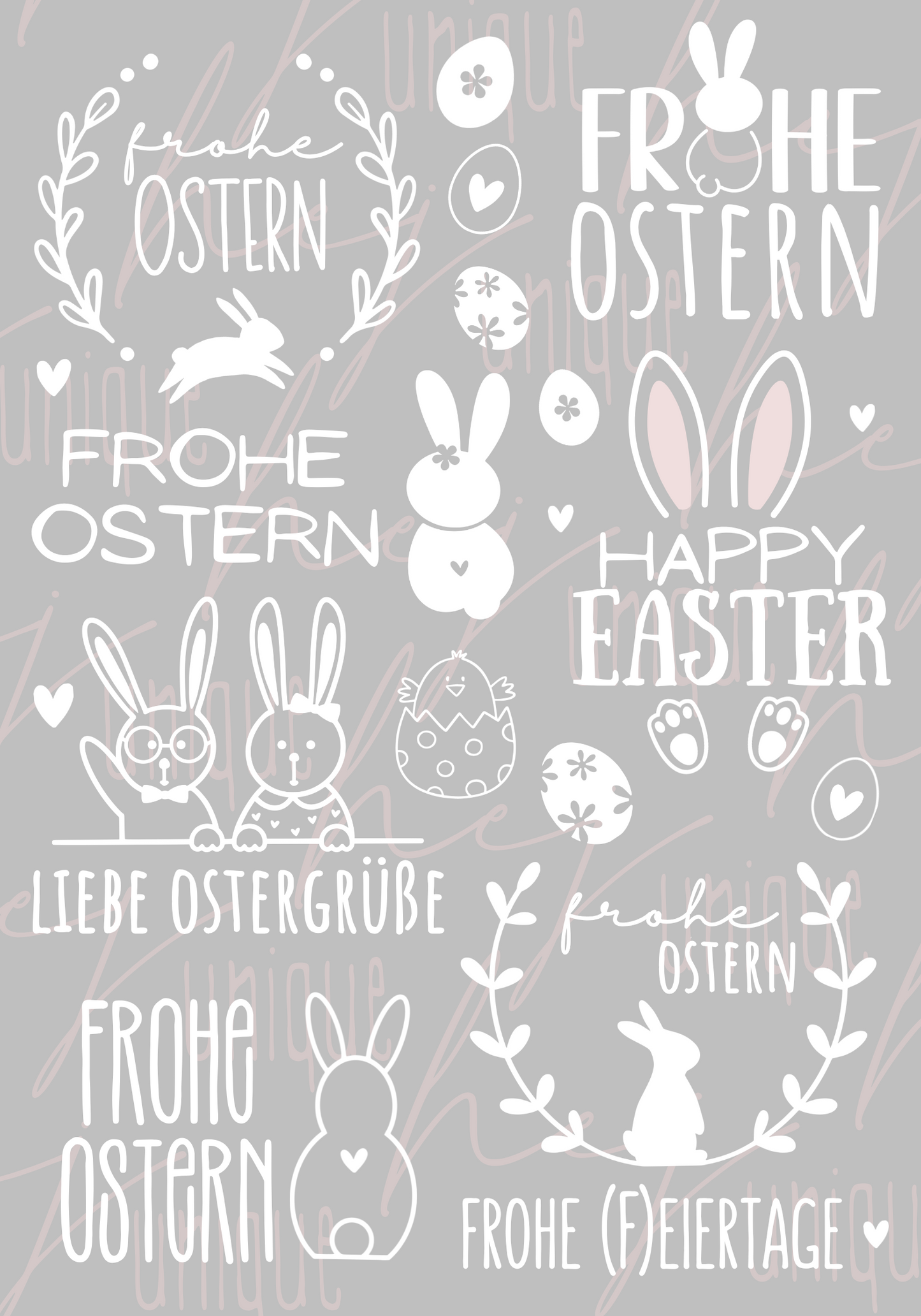 Rub-On Bogen „Ostern" weiss