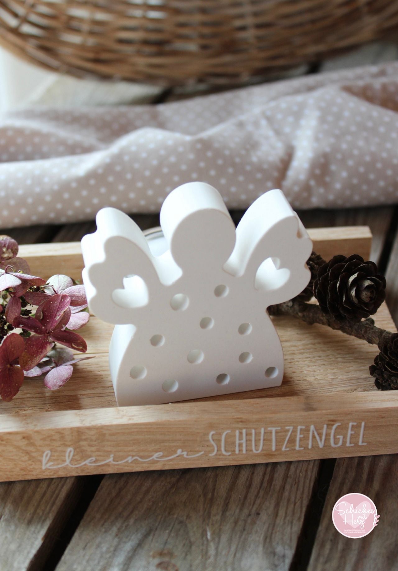 Rub-On Bogen "Schutzengel" weiss