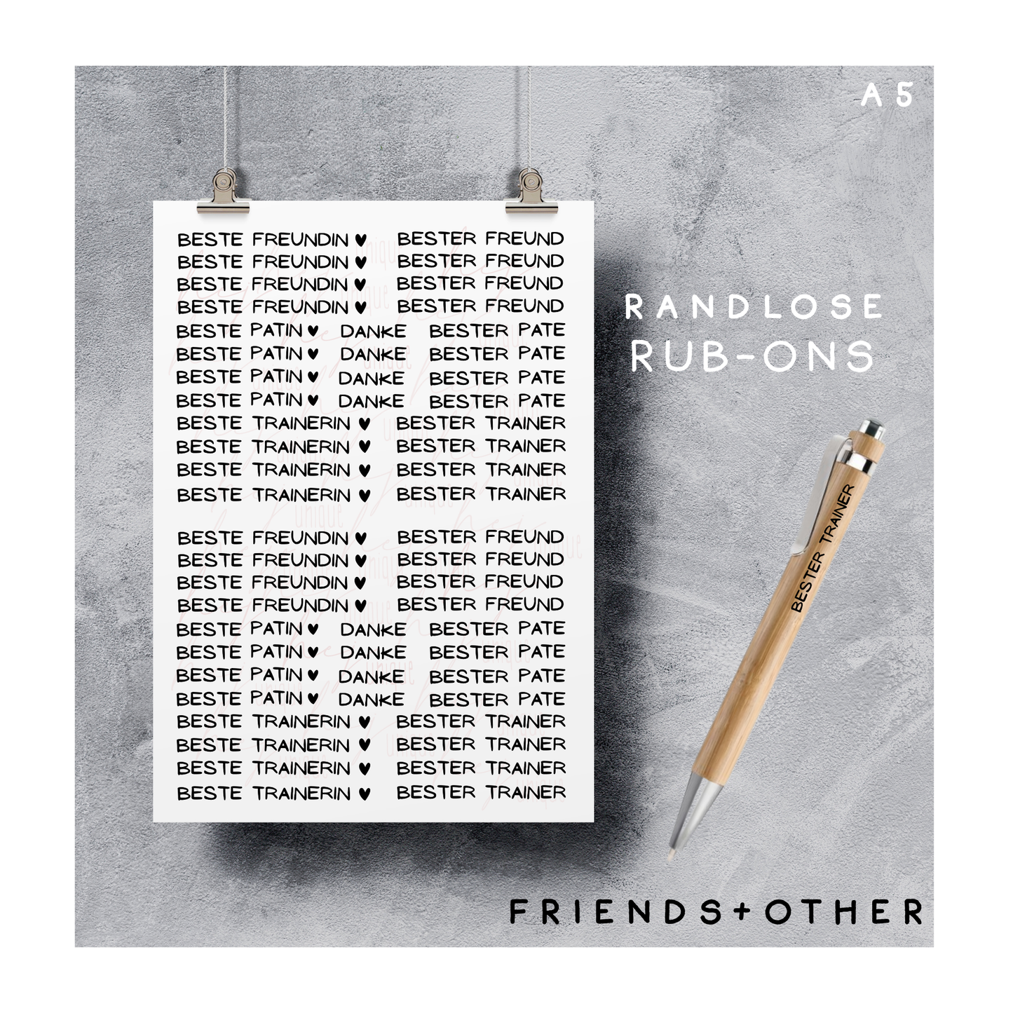 Rub-On Bogen "Family, Friends& Others" Mini zb für Kugelschreiber