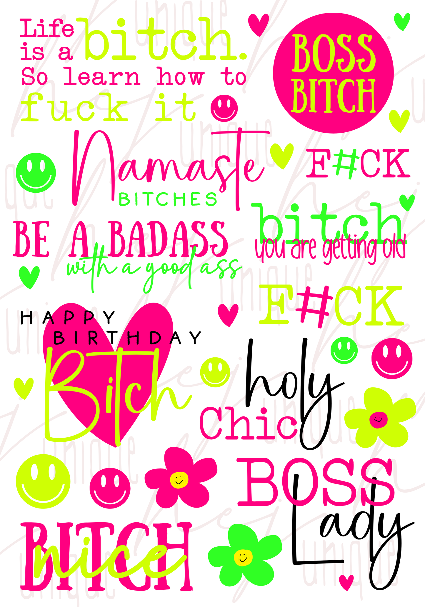 Rub-On Bogen "Bitch-Love" A5
