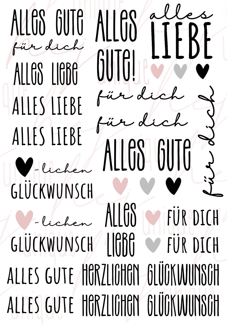 Rub-On Bogen „Alles Gute 2“ A5