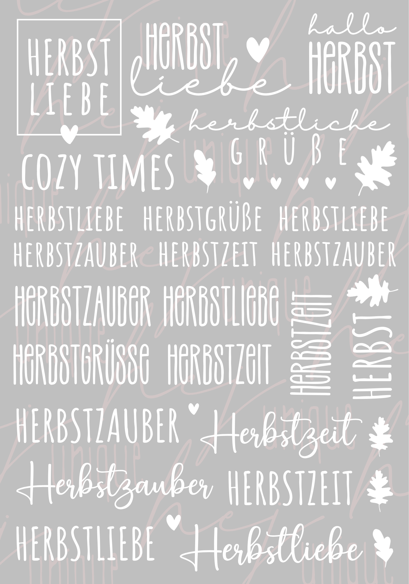 Rub-On Bogen "Herbstzauber" schwarz/weiß